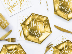 Gold Happy New Year Plates 6pk