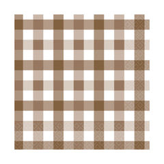 Teddy Brown Gingham Napkins 16pk
