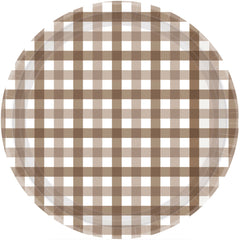 Teddy Brown Gingham Large Plates 8pk