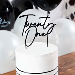 Black Twenty One Acrylic Cake Topper
