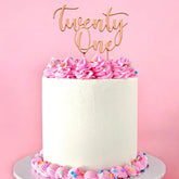 Rose Gold Twenty One Metal Cake Topper