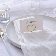 Gold Metal Heart Wedding Place Card Holders