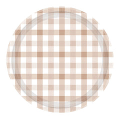 White Sand Gingham Plates 8pk