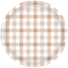 White Sand Gingham Plates 8pk