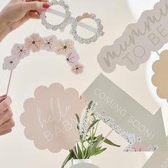 Floral Baby Shower Photo Booth Props 10pk