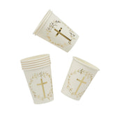 Christening & Communion Gold Cross Cups 8pk