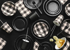 Black Gingham Large Napkins 20pk
