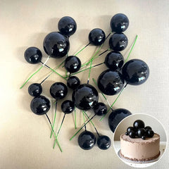 Shiny Black Cake Ball Toppers 20pk