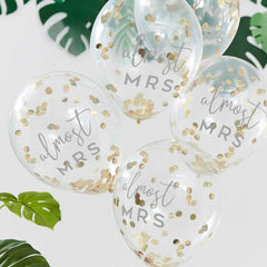 Botanical Hen Party Almost Mrs Confetti Balloons 5pk