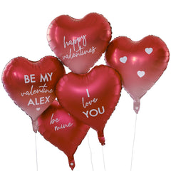 Customisable Heart Valentines Balloons 5pk