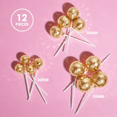 Gold Disco Cake Ball Toppers 12pk