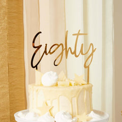 Gold Eighty Acrylic Cake Topper