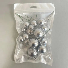 Silver Cake Ball Toppers 20pk
