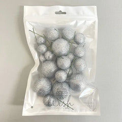 Glitter Silver Cake Ball Toppers 20pk