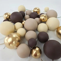Brown, Cream & Gold Cake Ball Toppers 32pk