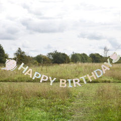 Floral Tea Party Happy Birthday Banner