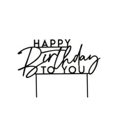 Black Happy Birthday To You Acrylic Cake Topper