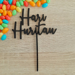 Black Hari Huritau Acrylic Cake Topper