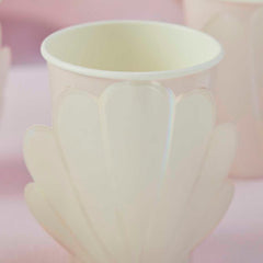Mermaid Iridescent & Pink Shell Cups 8pk