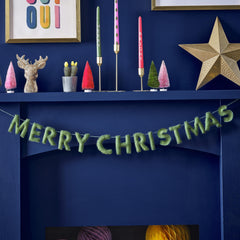 Green Felt Merry Christmas Bunting Banner