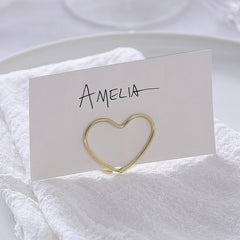 Gold Metal Heart Wedding Place Card Holders