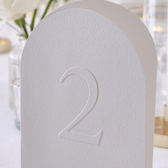 White Embossed Card Table Numbers 12pk