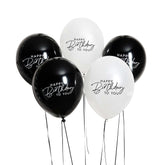 Monochrome Happy Birthday Balloons 5pk