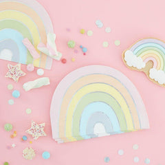 Pastel and Iridescent Rainbow Napkins 16pk