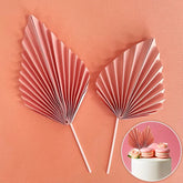 Blush Pink Deco Paper Fan Cake Toppers 2pk