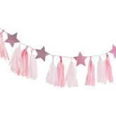 Pamper Party Pink Tassel Garland With Pink Glitter Stars