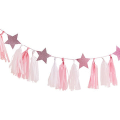 Pamper Party Pink Tassel Garland With Pink Glitter Stars