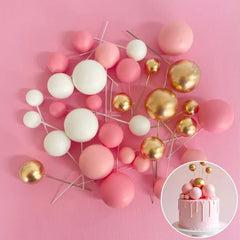 Pink, White & Gold Cake Ball Toppers 32pk