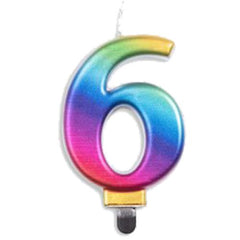 Rainbow Number 6 Candle