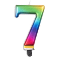 Rainbow Number 7 Candle