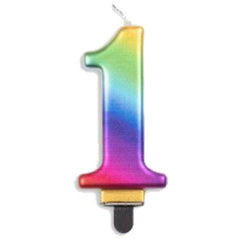Rainbow Number 1 Candle