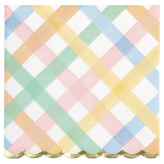 Pastel Plaid Scalloped Napkins 16pk