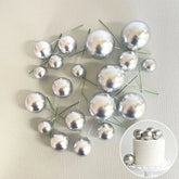 Silver Cake Ball Toppers 20pk