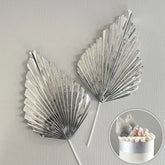 Metallic Silver Deco Paper Fan Cake Toppers 2pk