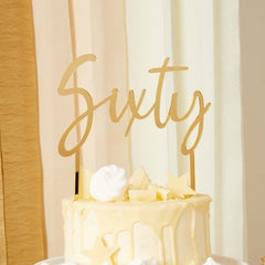 Gold Sixty Acrylic Cake Topper