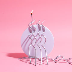 Silver Swirly Cake Candles 16pk
