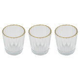 Glass Tea Light Candle Holders with Gold Trim 3pk