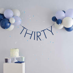 Navy 30th Birthday Milestone Balloon Bunting