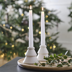 White Ceramic Christmas Tree Candle Holders 2pk