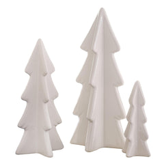 White Ceramic Christmas Tree Table Decorations 3pk