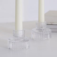 Clear Glass Candle Holders 2pk
