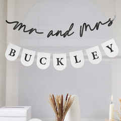 Monochrome Mr & Mrs Customisable Wedding Banner