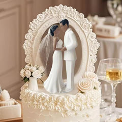 White Bride & Groom Cake Figurine