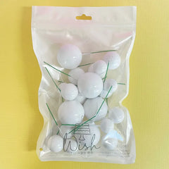 White Cake Ball Toppers 20pk