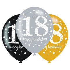 Sparkling 18th Birthday Balloons 6pk - The Party Room