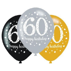 Sparkling 60th Birthday Balloons 6pk - The Party Room